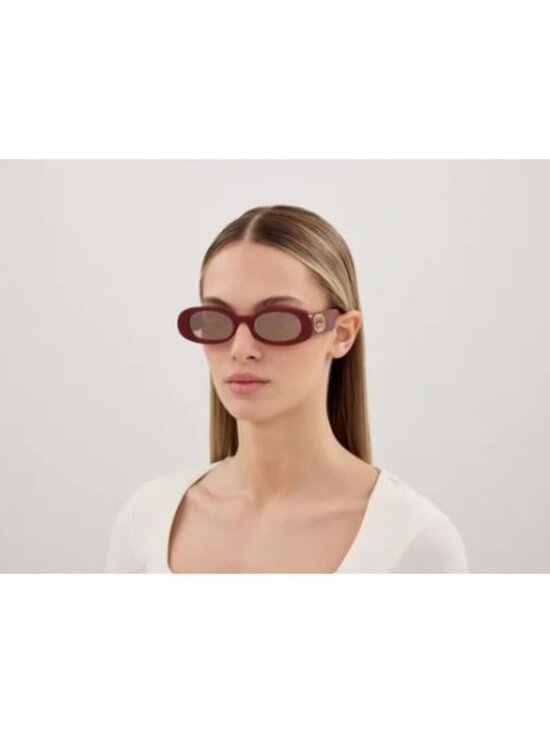 Gucci GG0517S 009 Sunglasses Burgundy Oval Frame, Brown with Mirror Lenses main image 10